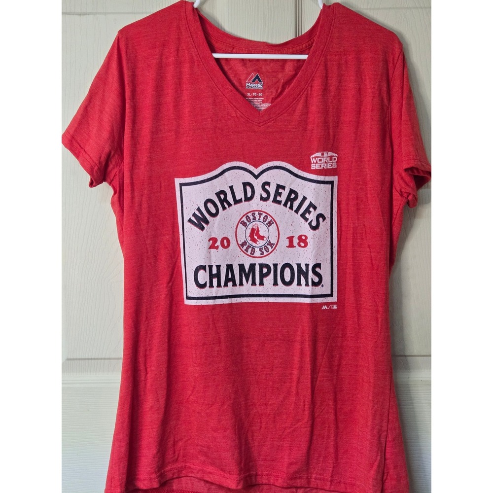Majestic Boston Red Sox 2018 World Series Champions Red V-Neck Shirt XL NWOT